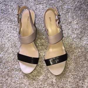 brown and pink wedges